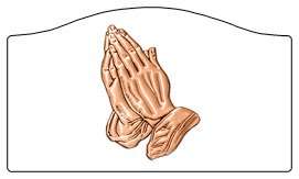 DASHELL-516-CP-WT Copper Praying Hands White Background